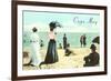 Vintage Beach Scene, Cape May, New Jersey-null-Framed Premium Giclee Print