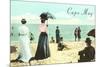 Vintage Beach Scene, Cape May, New Jersey-null-Mounted Premium Giclee Print