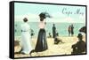 Vintage Beach Scene, Cape May, New Jersey-null-Framed Stretched Canvas