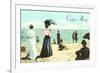 Vintage Beach Scene, Cape May, New Jersey-null-Framed Art Print