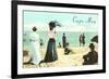 Vintage Beach Scene, Cape May, New Jersey-null-Framed Art Print