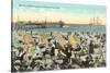 Vintage Beach Scene, Santa Cruz-null-Stretched Canvas