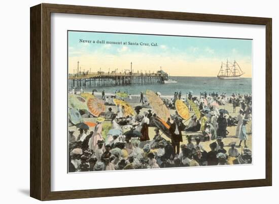 Vintage Beach Scene, Santa Cruz-null-Framed Art Print