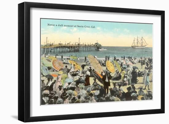 Vintage Beach Scene, Santa Cruz-null-Framed Art Print