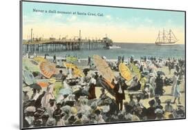 Vintage Beach Scene, Santa Cruz-null-Mounted Art Print