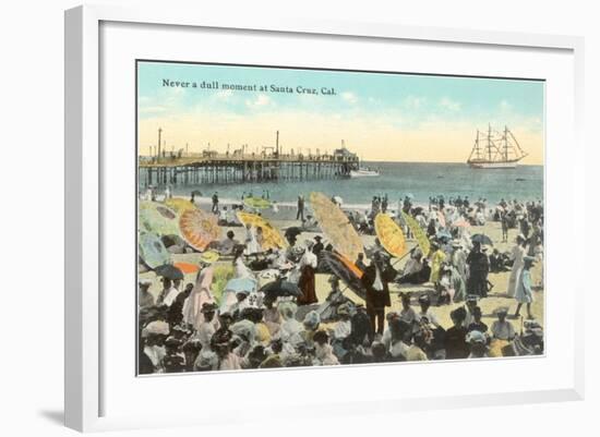 Vintage Beach Scene, Santa Cruz-null-Framed Art Print