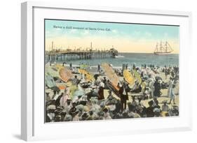 Vintage Beach Scene, Santa Cruz-null-Framed Art Print