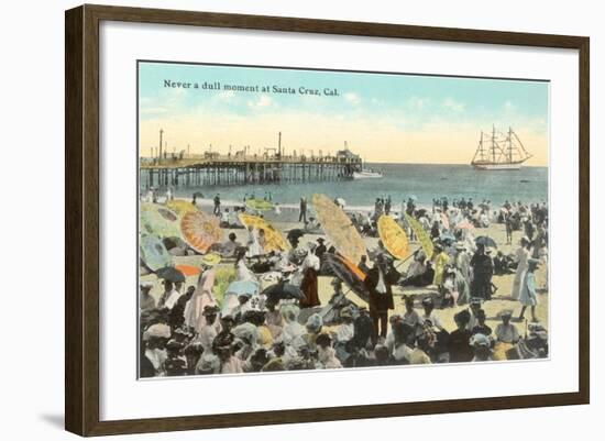 Vintage Beach Scene, Santa Cruz-null-Framed Art Print