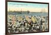 Vintage Beach Scene, Santa Cruz-null-Framed Art Print