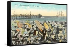 Vintage Beach Scene, Santa Cruz-null-Framed Stretched Canvas