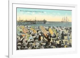 Vintage Beach Scene, Santa Cruz-null-Framed Art Print