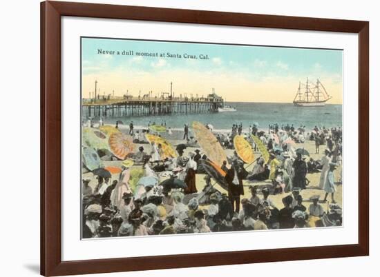 Vintage Beach Scene, Santa Cruz-null-Framed Art Print