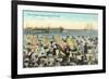 Vintage Beach Scene, Santa Cruz-null-Framed Art Print