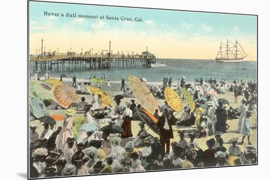 Vintage Beach Scene, Santa Cruz-null-Mounted Art Print