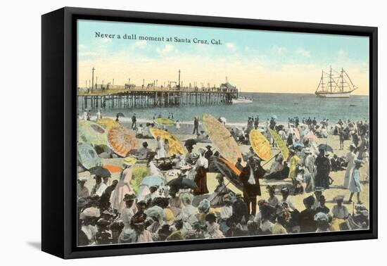 Vintage Beach Scene, Santa Cruz-null-Framed Stretched Canvas