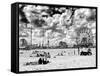 Vintage Beach, Wonder Wheel, Black and White Photography, Coney Island, Brooklyn, New York, US-Philippe Hugonnard-Framed Stretched Canvas