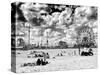 Vintage Beach, Wonder Wheel, Black and White Photography, Coney Island, Brooklyn, New York, US-Philippe Hugonnard-Stretched Canvas