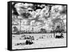 Vintage Beach, Wonder Wheel, Black and White Photography, Coney Island, Brooklyn, New York, US-Philippe Hugonnard-Framed Stretched Canvas