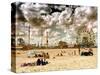 Vintage Beach, Wonder Wheel, Coney Island, Brooklyn, New York, United States-Philippe Hugonnard-Stretched Canvas