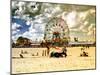 Vintage Beach, Wonder Wheel, Coney Island, Brooklyn, New York, United States-Philippe Hugonnard-Mounted Premium Photographic Print