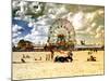 Vintage Beach, Wonder Wheel, Coney Island, Brooklyn, New York, United States-Philippe Hugonnard-Mounted Photographic Print