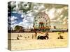 Vintage Beach, Wonder Wheel, Coney Island, Brooklyn, New York, United States-Philippe Hugonnard-Stretched Canvas