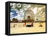 Vintage Beach, Wonder Wheel, Coney Island, Brooklyn, New York, United States-Philippe Hugonnard-Framed Stretched Canvas