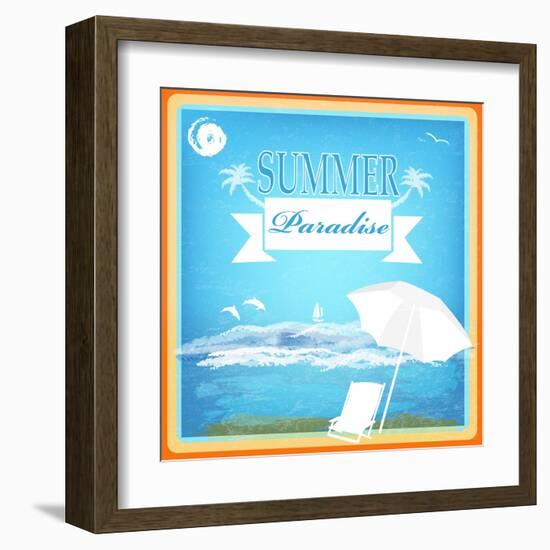 Vintage Beautiful Sea Travel Background-Alex150770-Framed Art Print