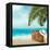 Vintage Beautiful Seaside With Suitcase And A Hat-almoond-Framed Stretched Canvas