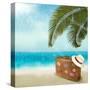 Vintage Beautiful Seaside With Suitcase And A Hat-almoond-Stretched Canvas