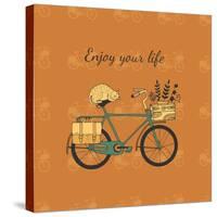 Vintage Bicycle Illustration-Tasiania-Stretched Canvas