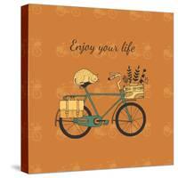 Vintage Bicycle Illustration-Tasiania-Stretched Canvas