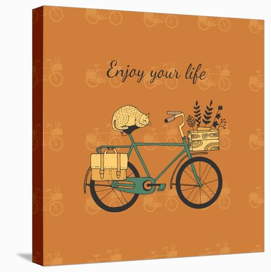 Vintage Bicycle Illustration-Tasiania-Stretched Canvas