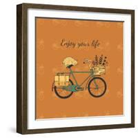 Vintage Bicycle Illustration-Tasiania-Framed Art Print