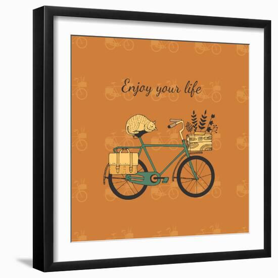 Vintage Bicycle Illustration-Tasiania-Framed Art Print