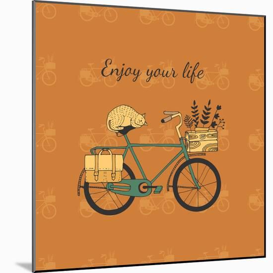 Vintage Bicycle Illustration-Tasiania-Mounted Art Print