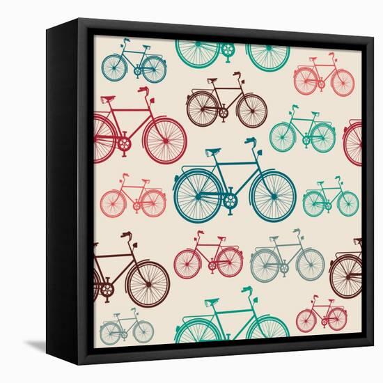 Vintage Bike Pattern-cienpies-Framed Stretched Canvas