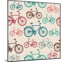 Vintage Bike Pattern-cienpies-Mounted Art Print
