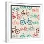 Vintage Bike Pattern-cienpies-Framed Art Print