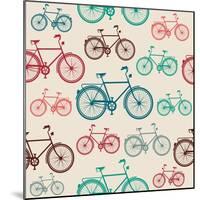 Vintage Bike Pattern-cienpies-Mounted Art Print