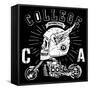 Vintage Biker Skull Emblem-emeget-Framed Stretched Canvas