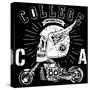 Vintage Biker Skull Emblem-emeget-Stretched Canvas