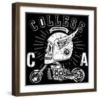 Vintage Biker Skull Emblem-emeget-Framed Art Print