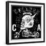 Vintage Biker Skull Emblem-emeget-Framed Art Print