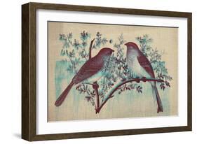 Vintage Birds (Blue)-null-Framed Art Print