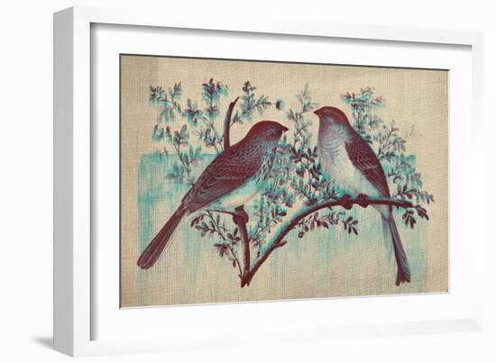 Vintage Birds (Blue)-null-Framed Art Print