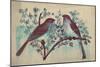 Vintage Birds (Blue)-null-Mounted Art Print