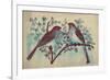 Vintage Birds (Blue)-null-Framed Art Print