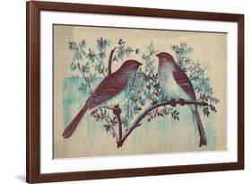 Vintage Birds (Blue)-null-Framed Art Print