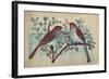 Vintage Birds (Blue)-null-Framed Art Print